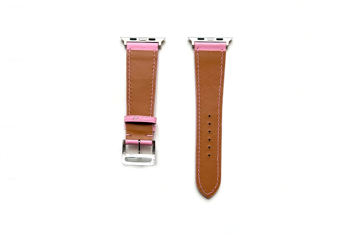 42/44/45MM Calfskin Leather Watch Strap - Pink