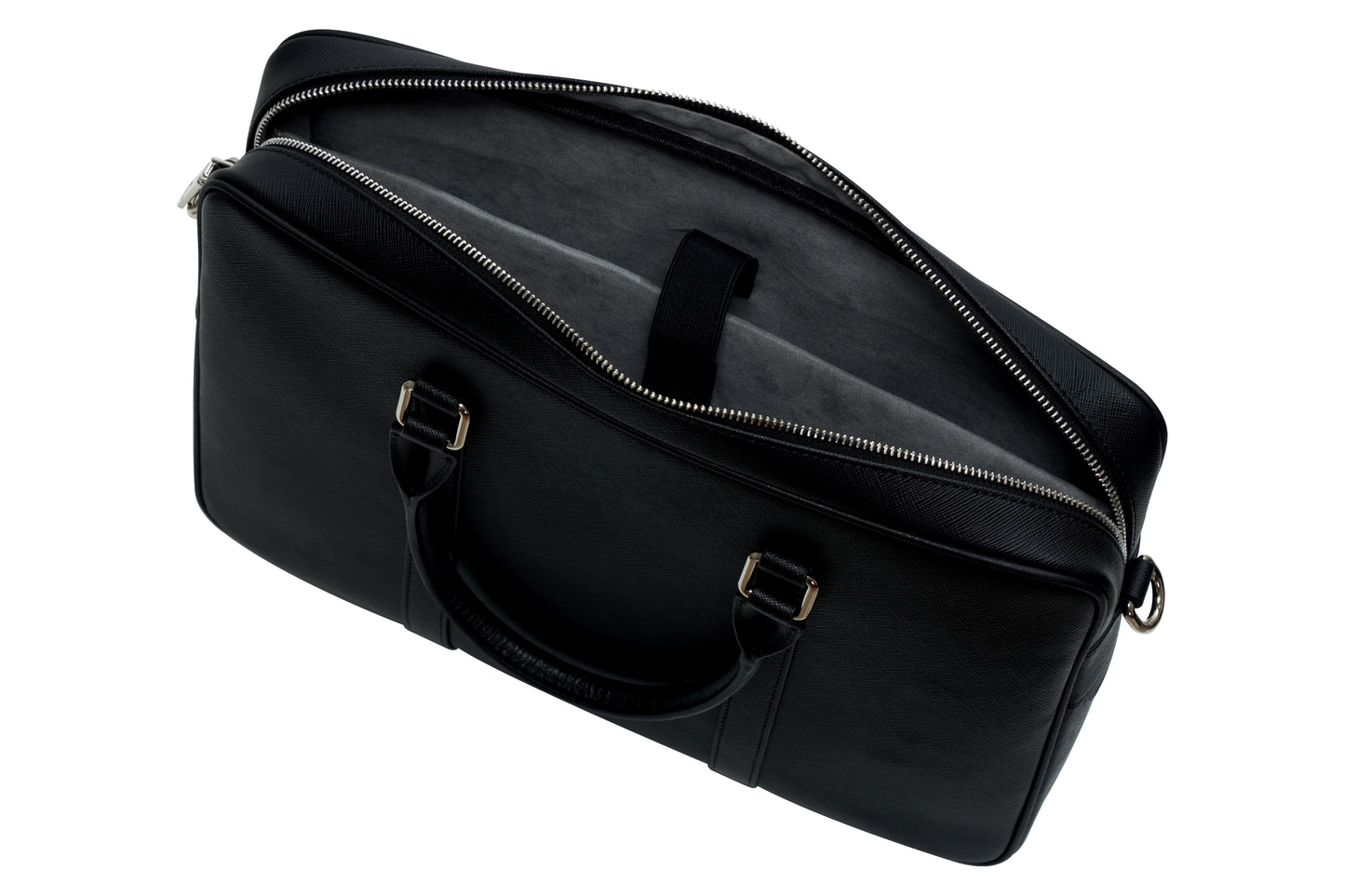 Leather Briefcase - Black - inside