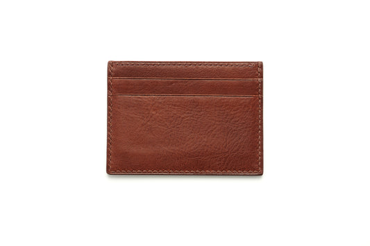 Vegetable Tanned Leather Card Holder - Dark Brown Slim 5-Pocket