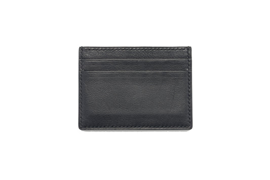 Vegetable Tanned Leather Card Holder - Black Slim 5-Pocket