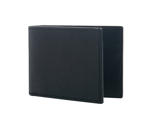 Vegetable Tanned Leather Wallet - Black Slim w/ID Window