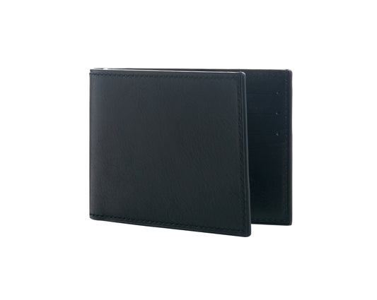 Vegetable Tanned Leather Wallet - Black - 8-Pocket Slim