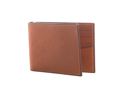 Vegetable Tanned Leather Wallet - Brown - 8-Pocket Slim