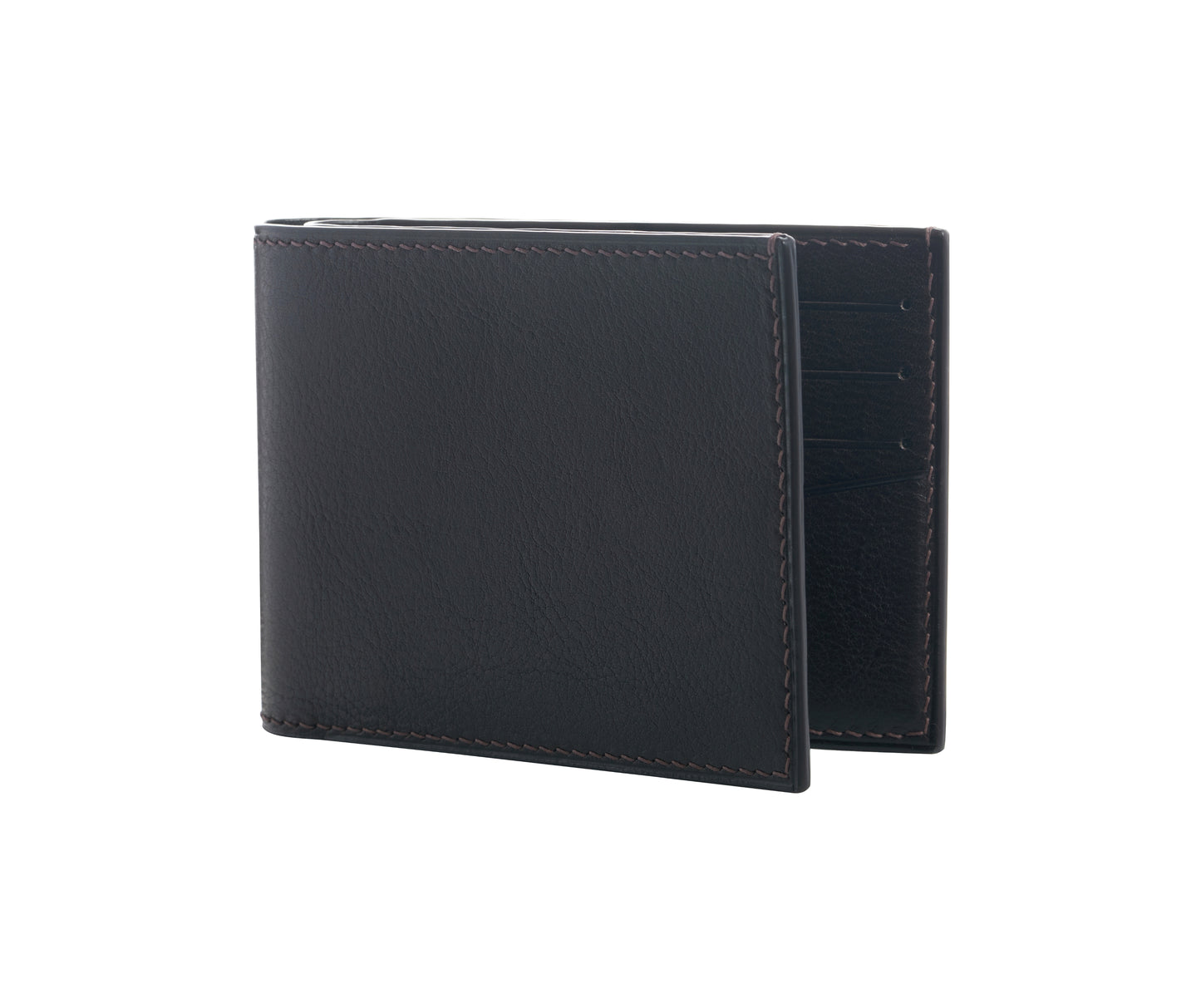 Vegetable Tanned Leather Wallet - Dark Brown - 8-Pocket Slim