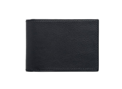 Vegetable Tanned Leather Wallet - Black Slim w/ID Window